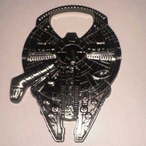 Star Wars Millennium Falcon Bottle Opener.  Silver Spaceship, Like New.